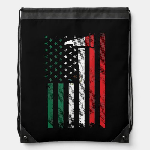 Mens Mexican American Flag Firefighter Cinco De Drawstring Bag