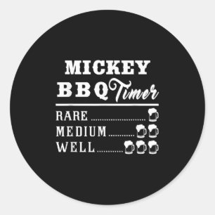 Mens Mickey Bbq Timer Beer Drinking Funny Grilling Classic Round Sticker