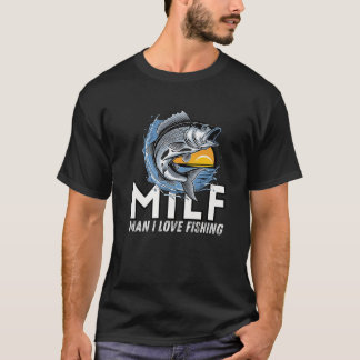 Mens MILF Man I Love Fish Funny trendy Fishing Lov T-Shirt