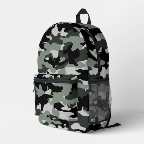 Mens Military Black and Light Gray Camo Pattern  Printed Backpack