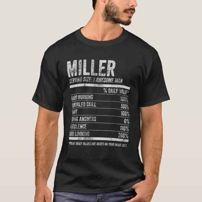 Mens Miller Nutrition Personalized Name Funny Name T-Shirt (Front)