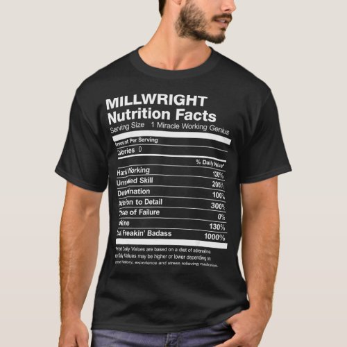 Mens Millwright Nutrition Facts Funny  T_Shirt