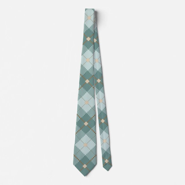 Men's Mint Green Diamond Pattern Tie (Front)