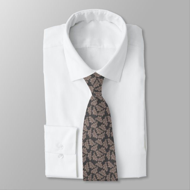Men's Mocha Leaves  Designer Tie  (Tied)