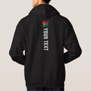 Mens Modern Back Side Print Template Black Hoodie
