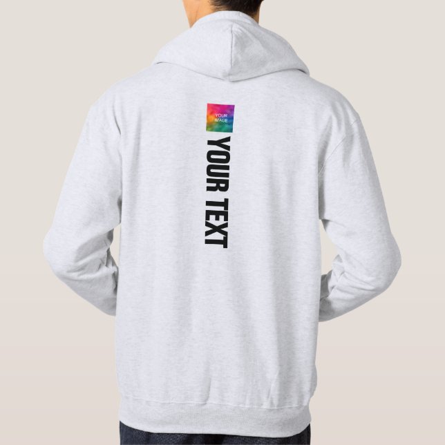 Mens Modern Double Sided Design Print Ash Grey Hoodie (Back)