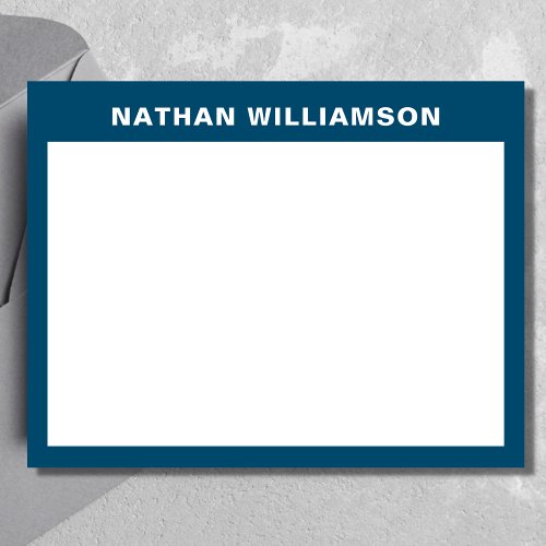 Mens Modern Minimal Blue White Personalized  Note Card