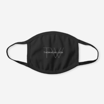 Men's Modern Minimalist Monogram Personalized Black Cotton Face Mask by custom_iphone_cases at Zazzle