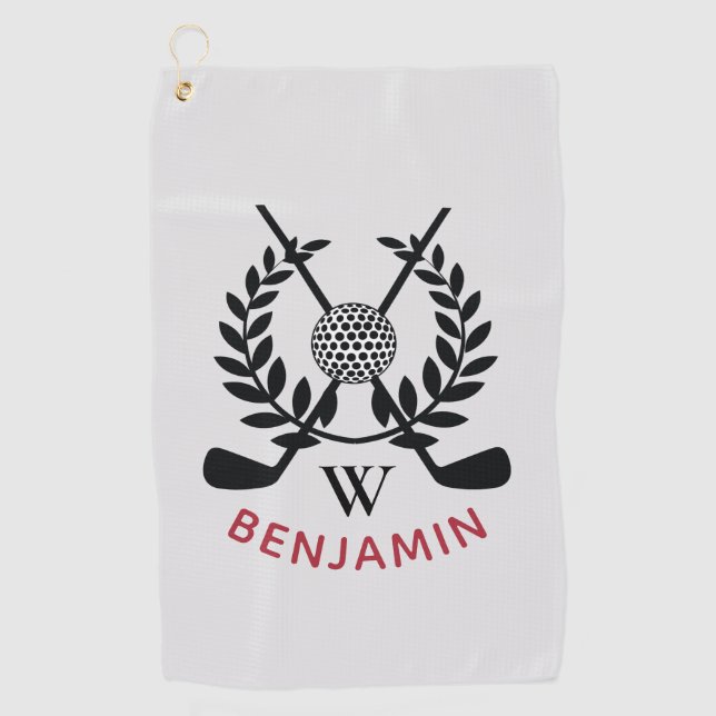 Mens Modern Monogram Golf Towel (Front)