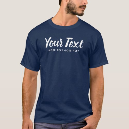 Mens Modern Navy Blue Handwritten Text Name T_Shirt