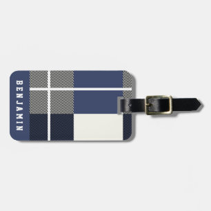 Men's Modern Navy Bufallo Pattern Luggage Tag