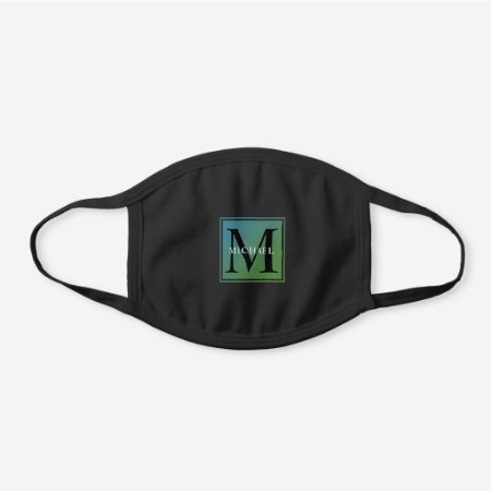 Men's Modern Ombre Monogram Initial With Name Black Cotton Face Ma