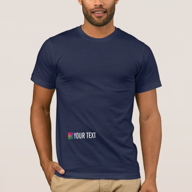 Men's Modern Tee Add Image Text Navy Blue Template (Front)