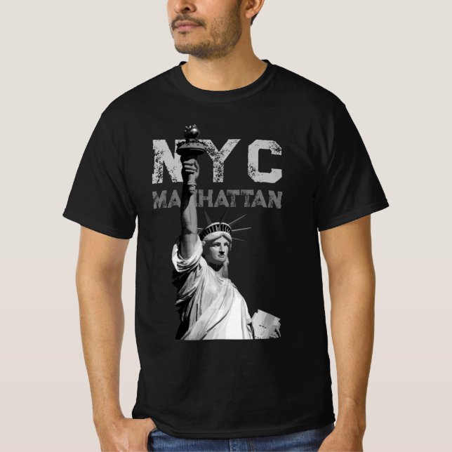 Mens Modern Tee Liberty Statue Nyc Manhattan (Front)