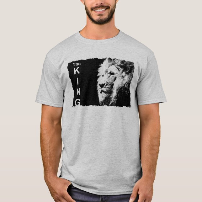 Mens Modern Tee Shirts Pop Art Lion Face Grey (Front)