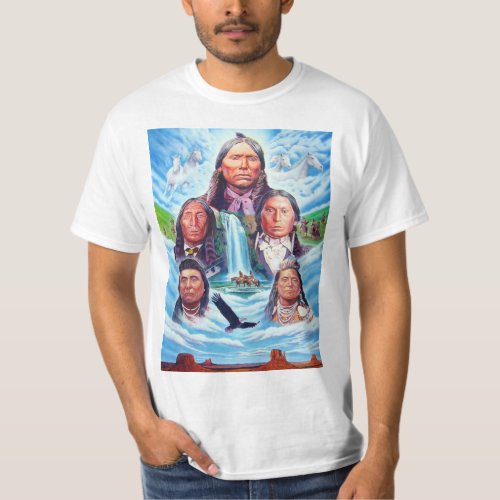 Mens Modern Template Painting Native Americans T_Shirt