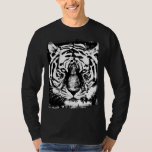 Mens Modern Trendy Long Sleeve Tiger Face Black T-Shirt<br><div class="desc">Pop Art Tiger Face Elegant Modern Template Tiger Face Mens Basic Long Sleeve Black T-Shirt.</div>