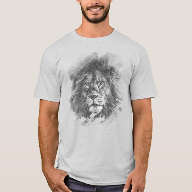 Mens Modern TShirt Lion Face Pop Art Template (Front)
