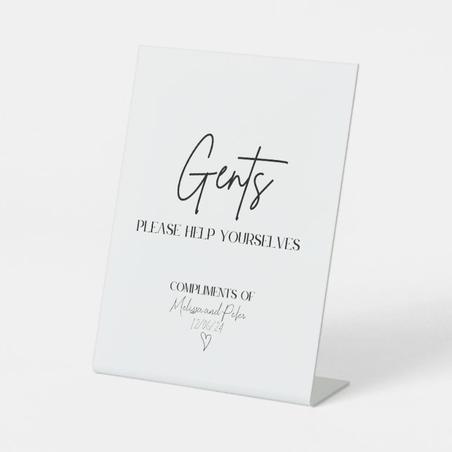 Men's Modern Wedding Bathroom Basket Sign (Front)
