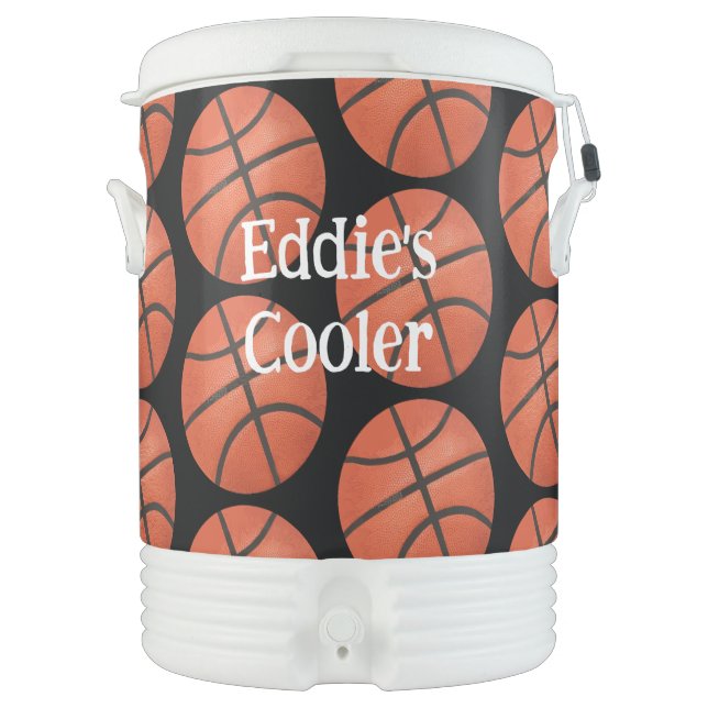 Men's Monogram Basketball Sports Theme Beverage Cooler (Front)