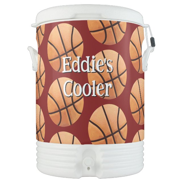 Men's Monogram Basketball Sports Theme Beverage Cooler (Front)