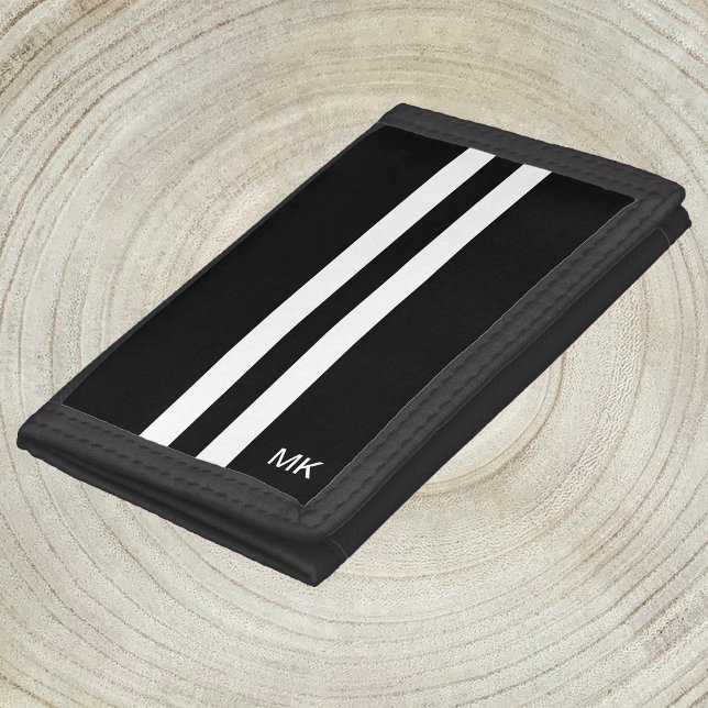 Mens Monogram Black and White Stripes Wallet (Creator Uploaded)