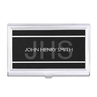 Men's monogram black white gray case for business cards
