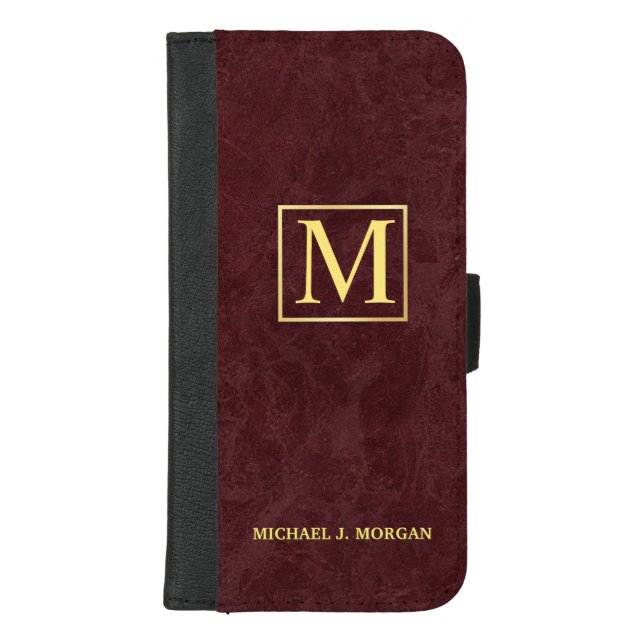 Men's Monogram Faux Marble Burgundy Executive Case (Front)