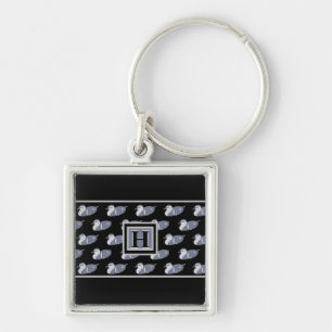 Mens Monogram Initial Duck Keychain