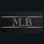 Men's Monogram License Plate<br><div class="desc">Men's Monogram License Plate with silver lines.</div>