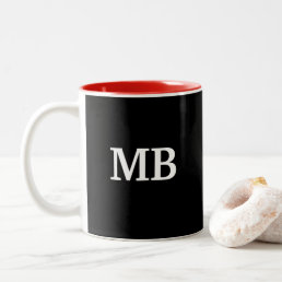 Mens Monogram Modern Design Two-Tone Coffee Mug