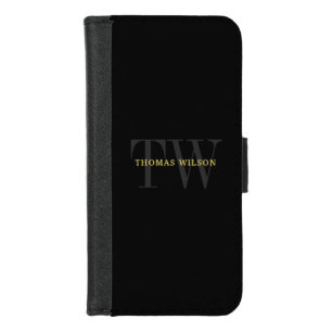 Men's Monogram Modern Minimalist Black & Gray iPhone 8/7 Wallet Case