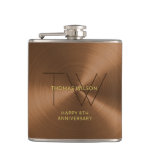 Mens Monogram Modern Minimalist Bronze Anniversary Flask at Zazzle