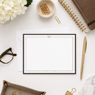 Mens Monogram Note Card