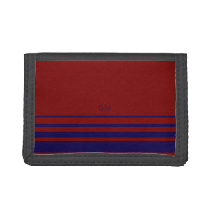 Mens Monogram Red and Blue Stripes Wallet