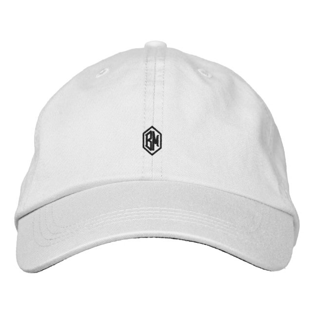 Men's Monogram White  Embroidered Baseball Cap (Front)