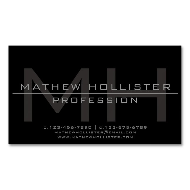 Men's Monogrammed, Business Card Magnet (Front)