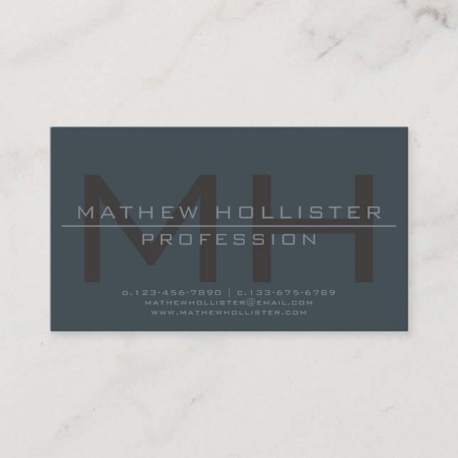 Men's Monogrammed, Deep and Muted Colors Business Card (Front)