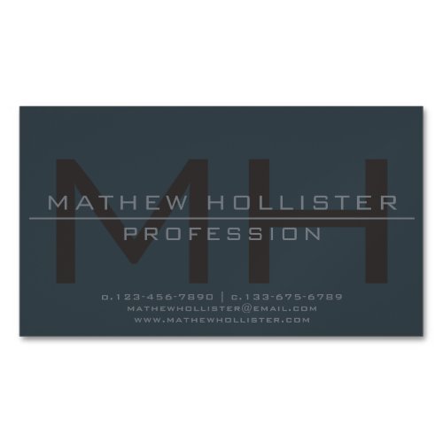 Mens Monogrammed Deep  Muted Colors Business Card Magnet