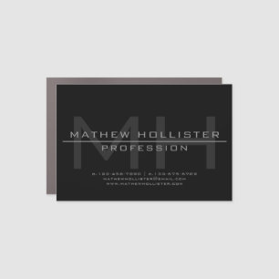 Men's Monogrammed, Grey & Black Car Magnet