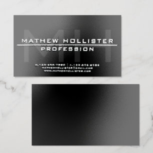 Men's Monogrammed, Grey, Black & Silver Foil Business Cards