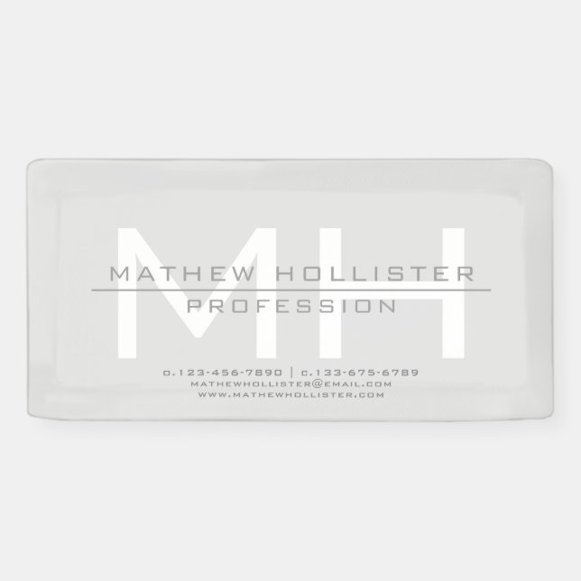 Men's Monogrammed, Grey Business Banner (Horizontal)