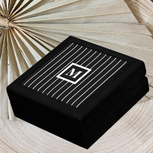 Mens Monogrammed Jewelry Boxes in Black
