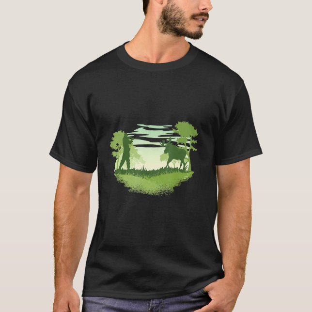 Mens Moose Hunting Deer Wildlife Hunting Season Bi T-Shirt (Front)