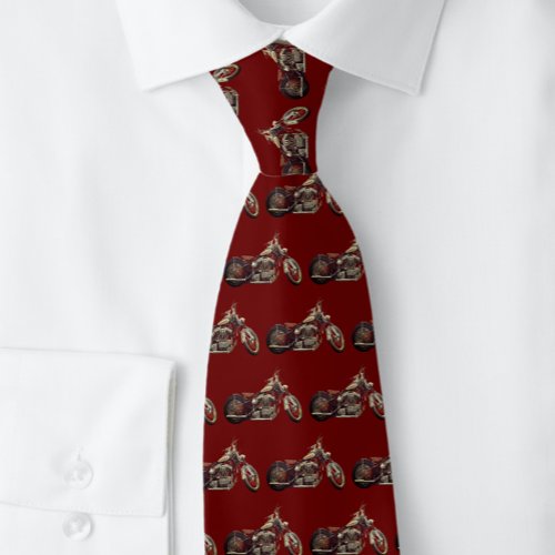 Mens Motorcycle Classic Maroon Wine  Neck Tie