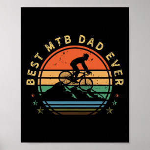 Mens Mountain Bike Lover Retro Biking Dad Vintage- Poster