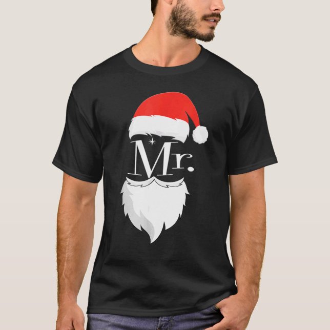 Mens Mr And Mrs Claus Couples Christmas Pajamas Sa T-Shirt (Front)