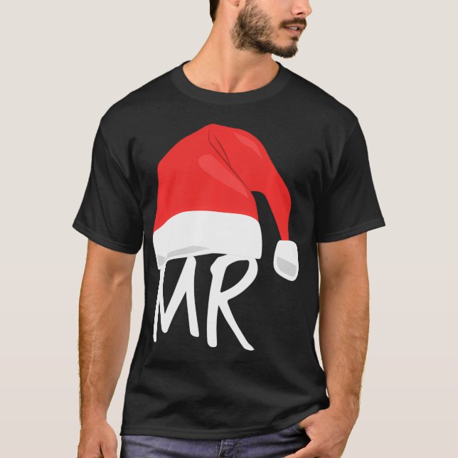 Mens Mr and Mrs Santa Claus Pajamas Matching Coupl T-Shirt (Front)
