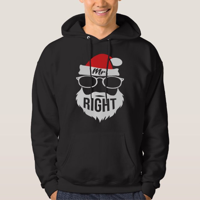 Mens Mr Right Santa Outfit Christmas Matching Coup Hoodie (Front)