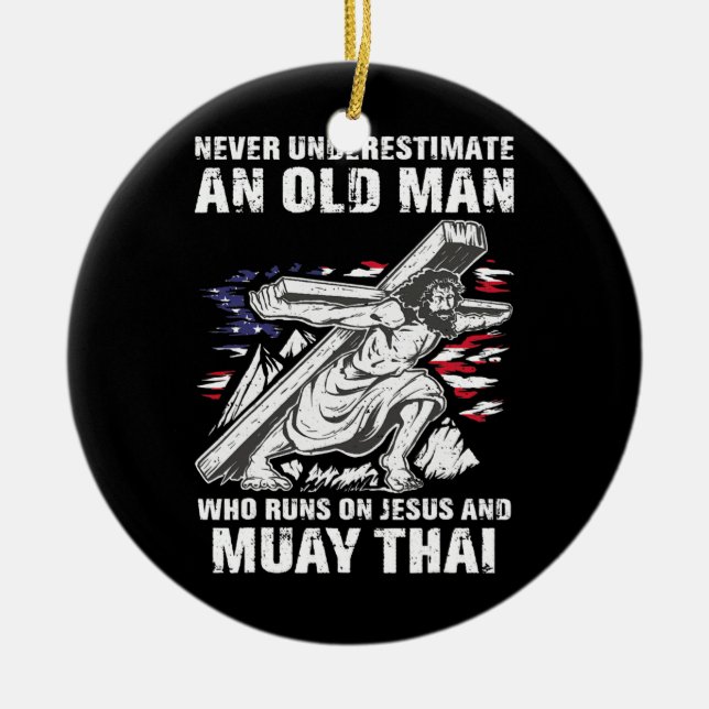 Mens Muay Thai Dad Christian Mixed Martial Arts Ceramic Ornament (Front)